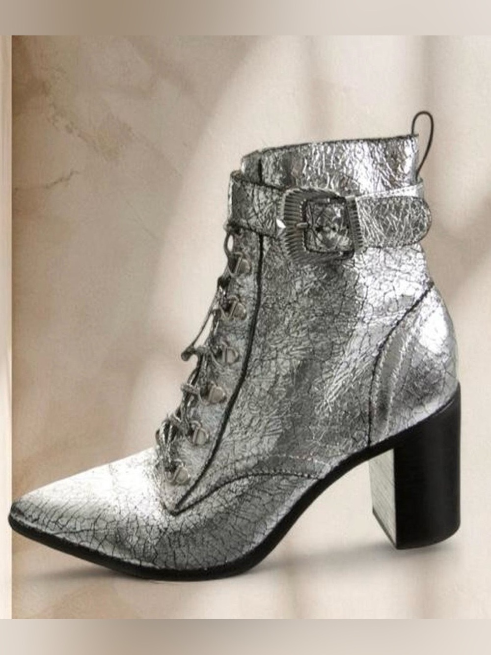 Schutz Silver Heeled Ankle Boots